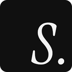 Logotipo minimalista de ScrollEd con una letra S sobre fondo negro